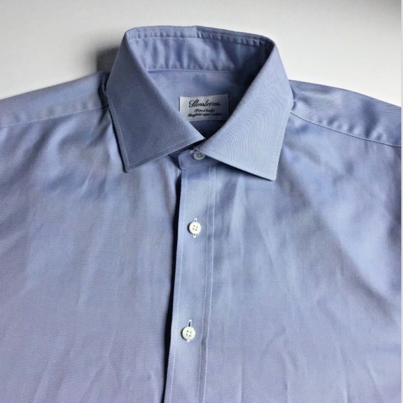 Stenstroms fitted body light blue 2 fold super cotton twill dress shirt Sz 15.5 - Picture 5 of 9